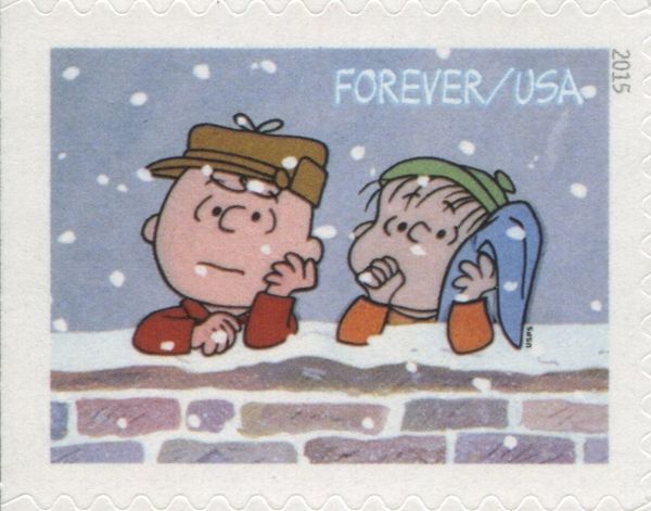 Charlie Brown and Linus by a Wall