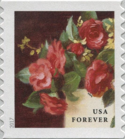 Red Camellias and Yellow Forsythia - coil