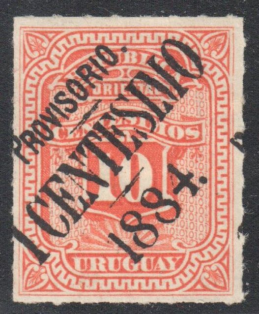 Overprint in black "PROVISORIO 1 CENTESIMO 1884"