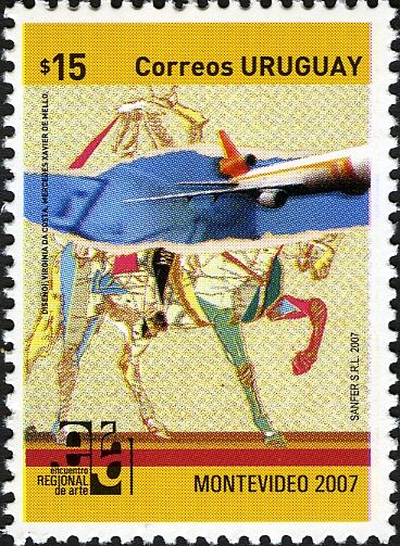 Aircraft over horse-riding military officer