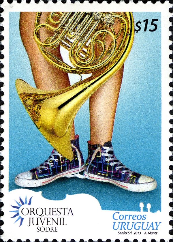 French Horn and Child 's Legs