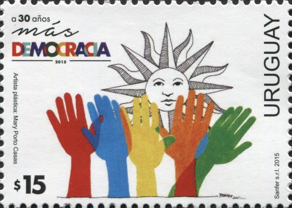 Colored Hands in front of Sun