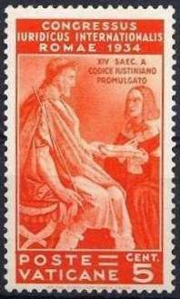 "Tribonian presenting Pandects to Justinian"