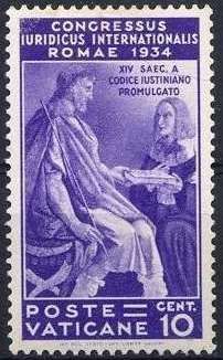 "Tribonian presenting Pandects to Justinian"