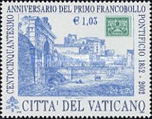 Walls of the Vatican Stamp and 10 c. Papal State