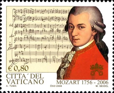 Portrait of Mozart and Musical Score