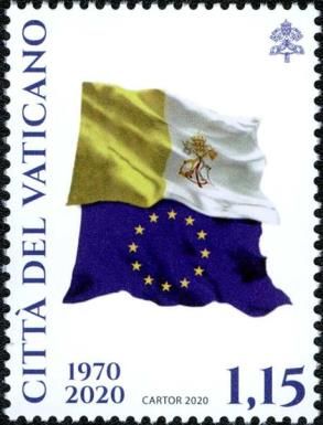 Flags of Vatican City and European Union