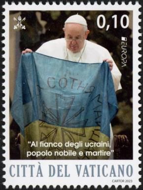 Pope Francis with Ukrainian Flag
