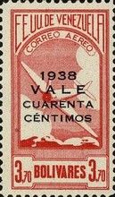 Plane in front of Venezuelan Coast (surcharged)