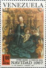 "Our Lady of the Rosebush", by Esteban Lochner