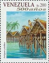 Huts built on stilts in water