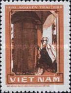 Ho Chi Minh reading commemorative stele in Con Son Pagoda