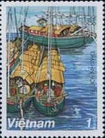 Sampans (house boats) on Red River