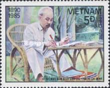 Ho Chi Minh Working in Presidential Palace's Garden