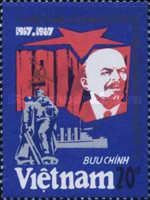 Lenin with the October revolution
