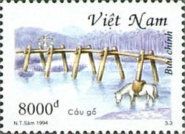 Log bridge on stilts