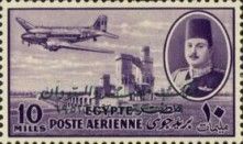 Aircraft DC-3 Dakota over Nile Dam & King Farouk