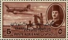 Aircraft DC-3 Dakota over Nile Dam & King Farouk with overpr