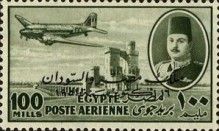 Aircraft DC-3 Dakota over Nile Dam & King Farouk with overpr