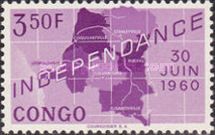Map of independent Republic of Congo and date '30 Juin 1960'