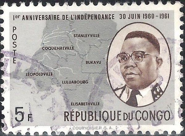 Map and President Joseph Kasavubu