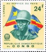 Soldier in front of national flag