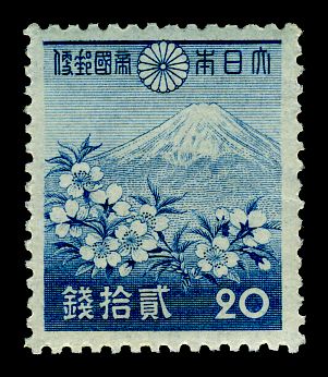 Mt Fuji and Deer - Blue