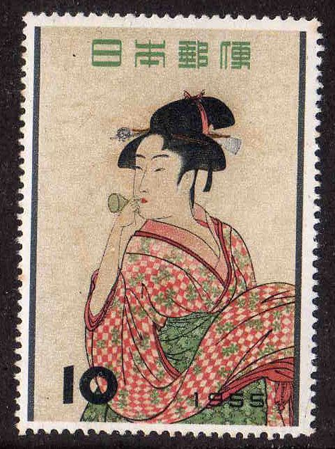 Young Lady Blowing on a Poppin, Kitagawa Utamaro