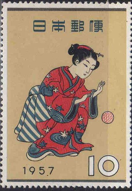 Child with Ball, Woodblock by Suzuki Harunobu (鈴木 春信)