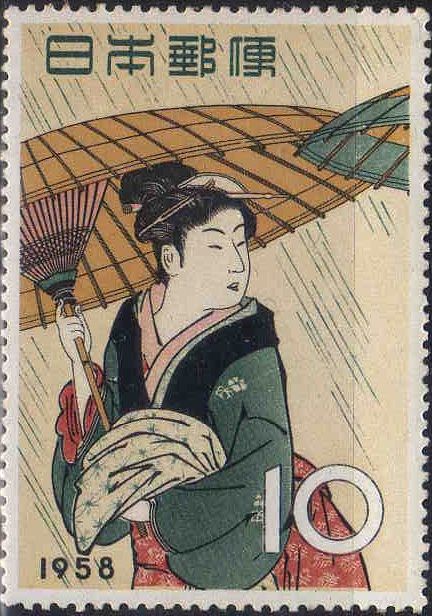 Three Women in the Rain (detail); Torii Kiyonaga (1752-1815)