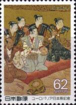 Details of Okuni Theatre (Painting on folding screen)