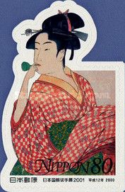 Young Woman Blowing a Glass Toy, Kitagawa Utamaro