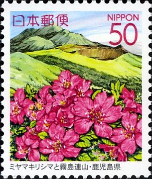 Azaleas & Kirishima mountain range - Kagoshima Pref.