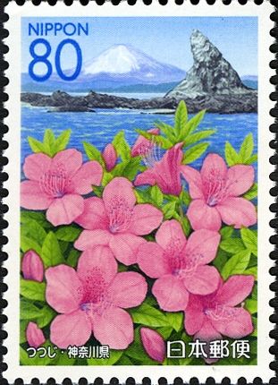 Azaleas, Eboshi Rock & Mount Fuji