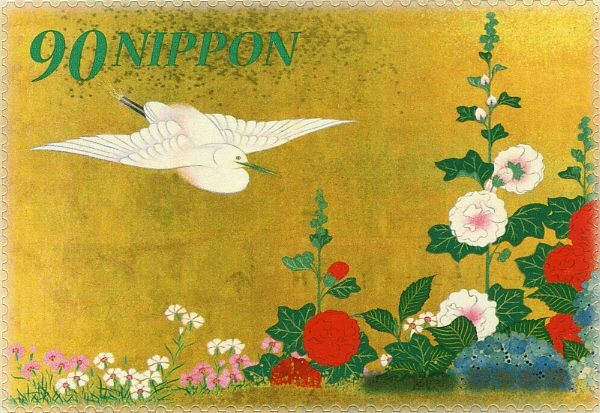 "Hollyhock and White Heron" by Sakai Hōitsu (1761–1828)