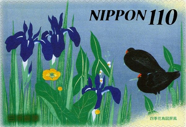 "Japanese Iris and Moorhen" by Sakai Hōitsu (1761–1828)