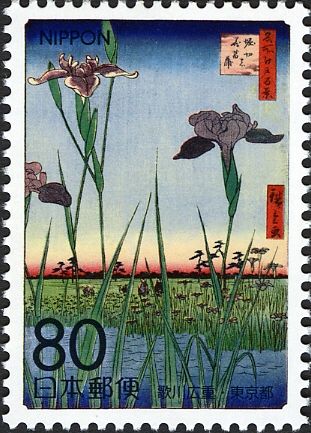 "Horikiri Iris Garden" by Utagawa Hiroshige, 1857