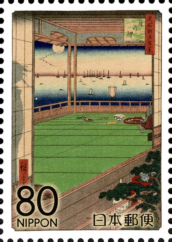 "Moon Viewing" by Utagawa Hiroshige, 1857