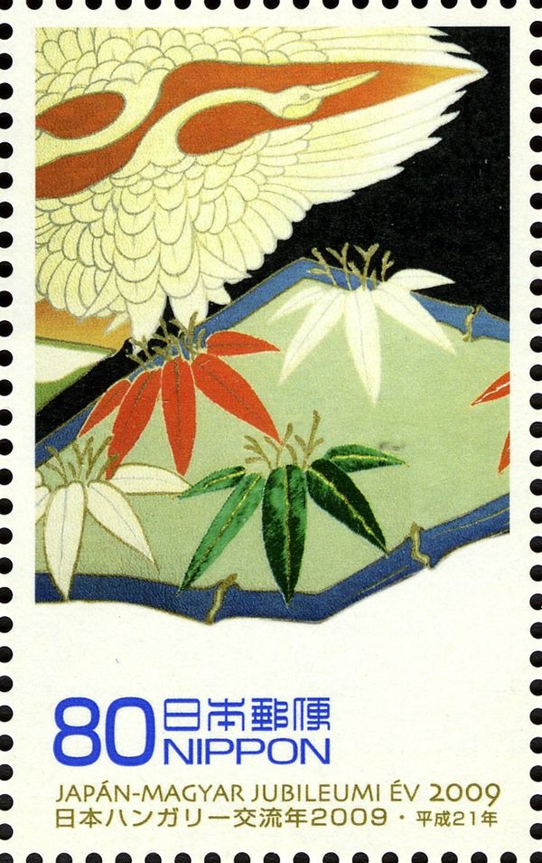 Embroidery with a Bamboo & Crane Pattern
