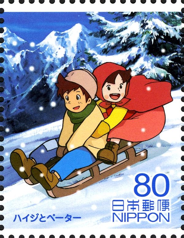 Heidi and Peter on Sled (Heidi, Girl of the Alps)