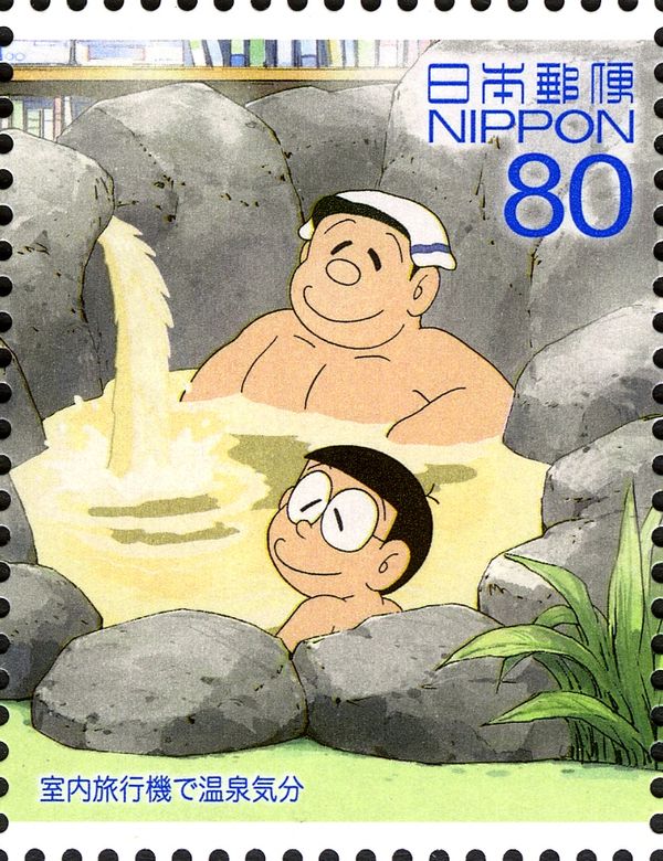 Man and Boy in Indoor Fountain