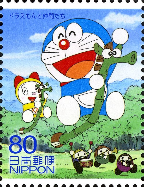 Doraemon and Cat on Flying Seahorses