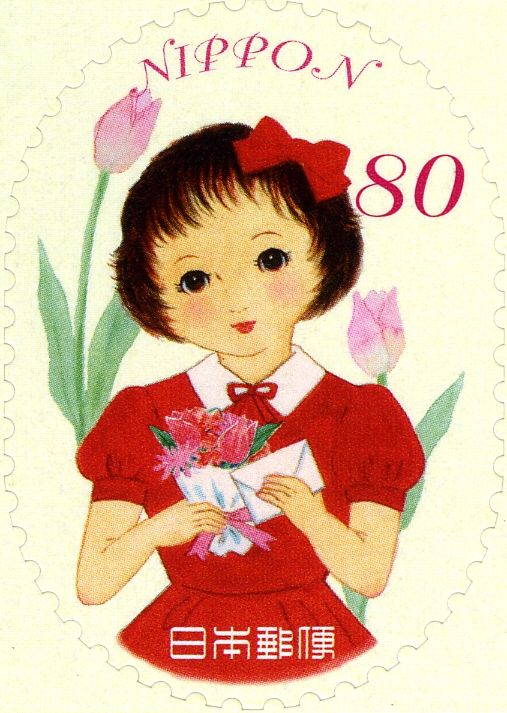 With Wishes: Tulips and Girl with Letter