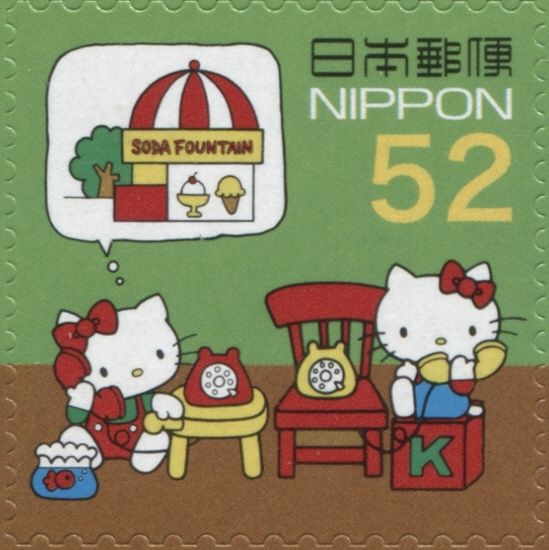HELLO KITTY and MIMMY talking on the phone