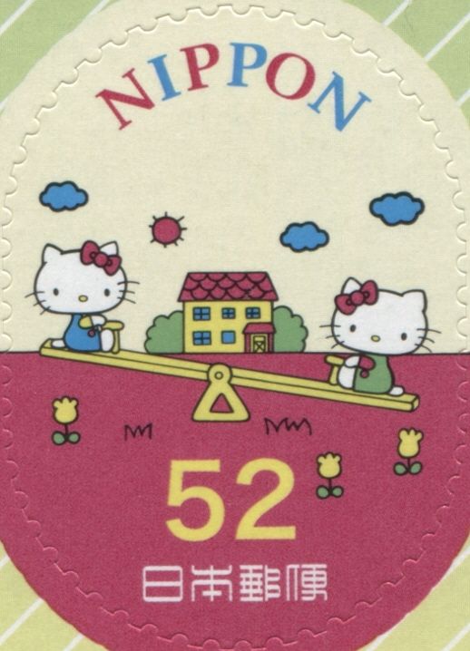HELLO KITTY and MIMMY riding the seasaw