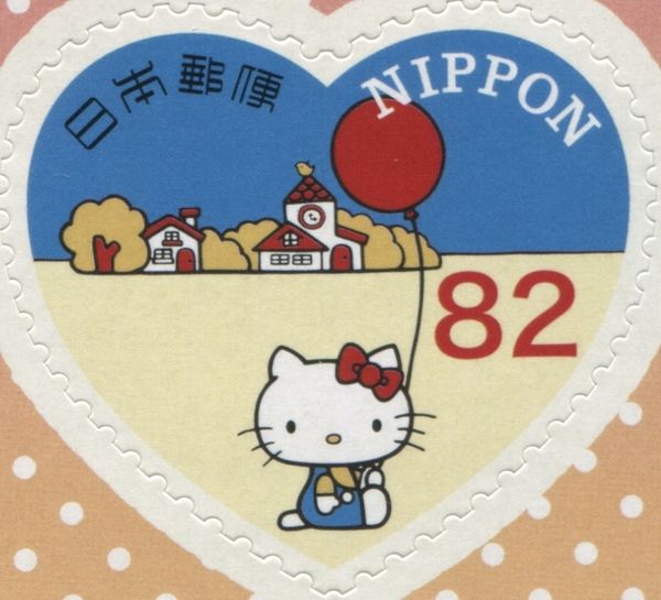 HELLO KITTY holding a baloon