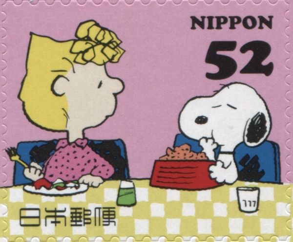 Sally and Snoopy Eating
