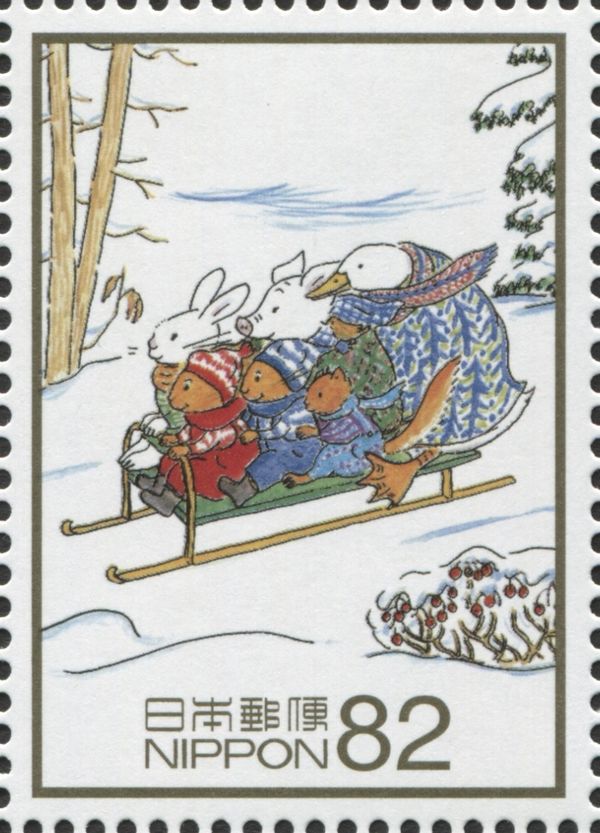 Guri, Gura and Friends on a Sled