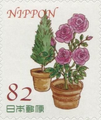 Potted Tree and Roses