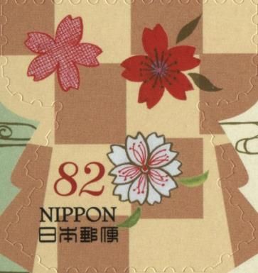 Kimono with squared design and flowers